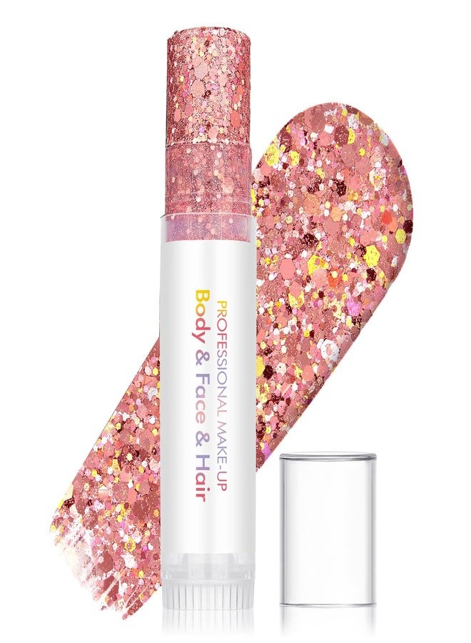 GL-Turelifes Face and Body Glitter Gel Stick, Face Glitter Make-up for Women Kids, Sparkling Sequins Nair Hair Glitter Gel, Singer Concerts Festival Halloween Rave Accessories (#G04 Pink) - Image 1